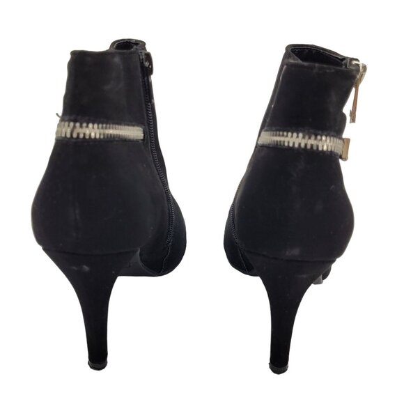 Black Ankle Boots with Multiple Silver Tone Zippers 7M/37 - Picture 3 of 10